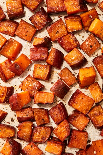 Detail photograph of sweet potatoes